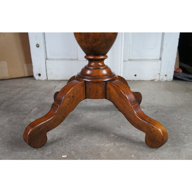 Brown 2 Vintage Henredon French Louis Philippe Style Walnut Pedestal Side Tables For Sale - Image 8 of 12