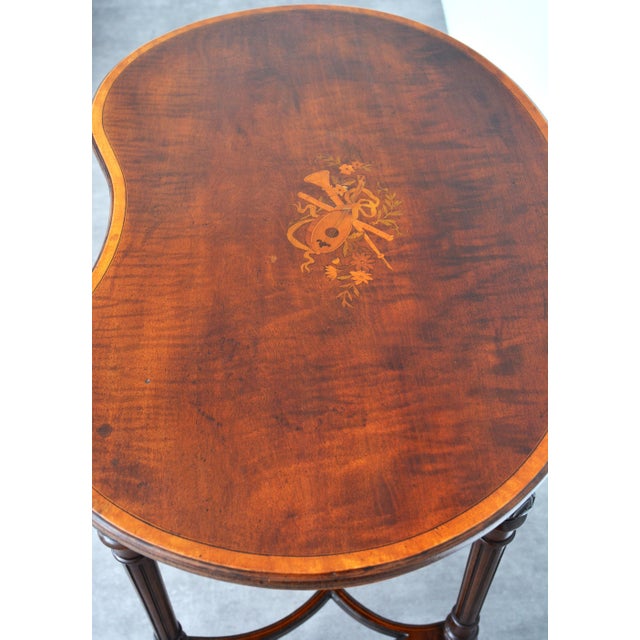 Brown Antique Edwardian Inlaid Mahogany Kidney-Shaped Side Table, 1900 For Sale - Image 8 of 16