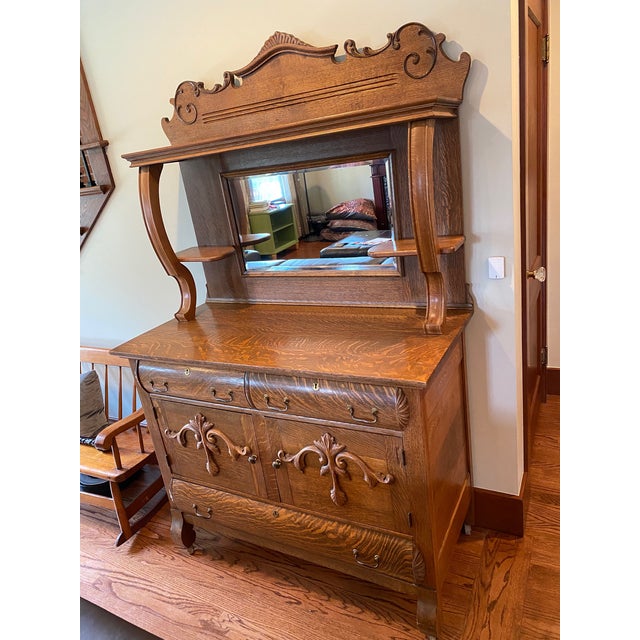Antique Victorian Tiger Sawn Quarter Sawn Oak Sideboard Chairish
