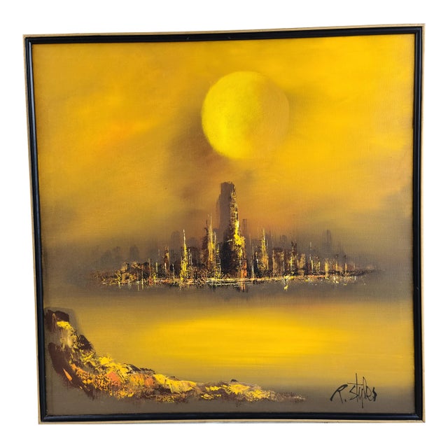R. Styles Framed Oil on Canvas Abstract Landscape For Sale