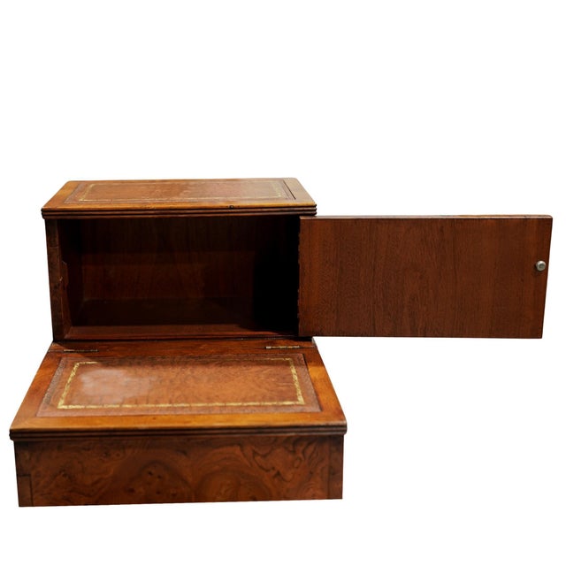 Mid 20th Century Regency Style Burl Walnut Library or Bedside Steps For Sale - Image 5 of 14