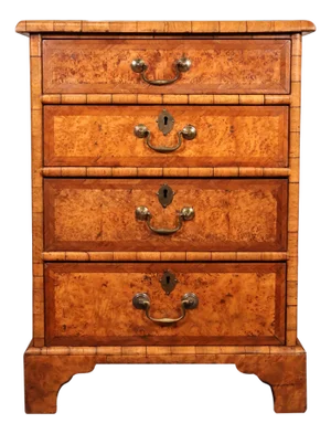 Early 20th Century Walnut Small Chest of Drawers With Yew Wood Banding