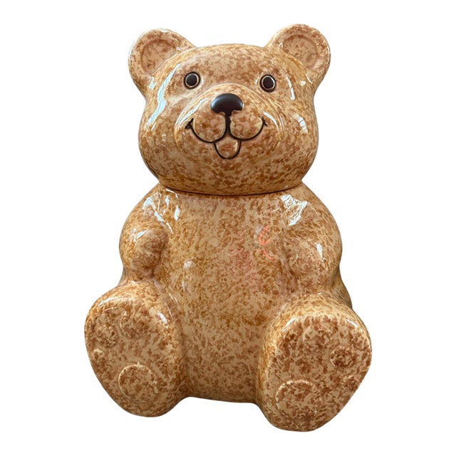 Vintage Avon Speckled Teddy Bear Cookie Jar, Ceramic, 10.5" For Sale