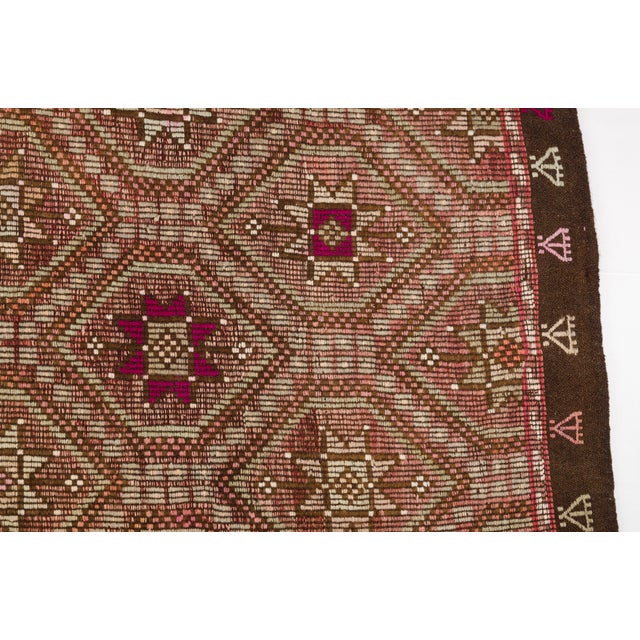 1950s Geometric Wool Tribal Area Kilim For Sale - Image 5 of 10