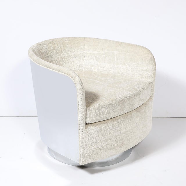 1970s Mid-Century Modernist Chrome & Upholstered Swivel Club Chair by Milo Baughman For Sale - Image 5 of 13