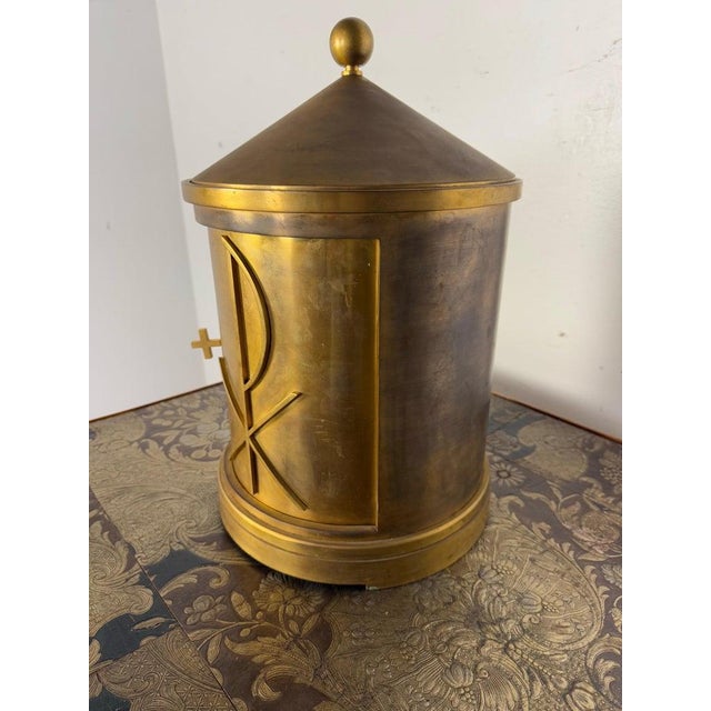 Bronze Bronze Tabernacle by Gustave-Joseph Chéret, Cylindrical Design, 1930s For Sale - Image 8 of 15