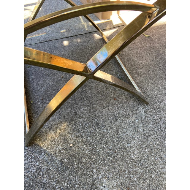 Mid 20th Century Mid 20th Century Mid Century Modern X-Base Side Table with Glass Top For Sale - Image 5 of 6