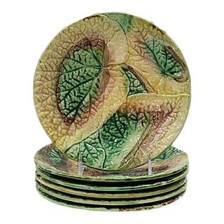 Antique English Begonia Pattern Plates, Set of 6 For Sale