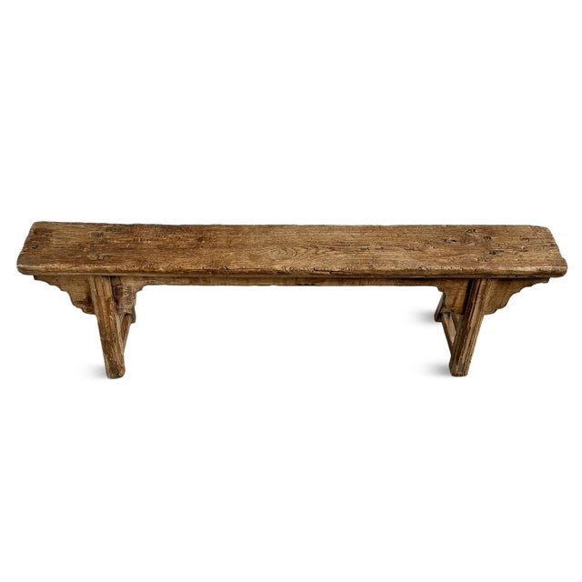 Antique elm wood village bench with natural finish. Traditional carved details and design. Can be used indoors or out....