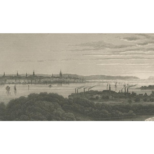 W. Heine, Bay of New York from Hoboken Antique New York Harbor, 1850, Engraving For Sale - Image 5 of 10