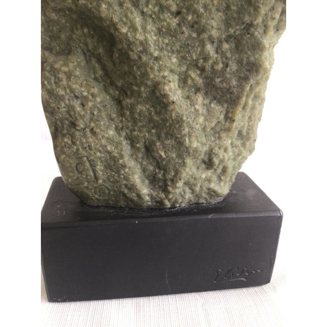 Green 1960s Green Marble Owl Sculpture on Composition Base For Sale - Image 8 of 11