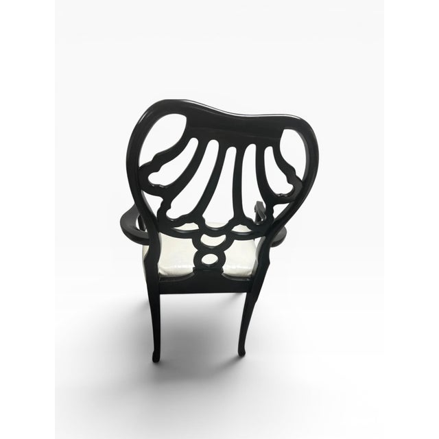 Set of 4 Ralph Lauren Black Armchairs With Genuine Leather Faux Alligator Seats For Sale - Image 10 of 11