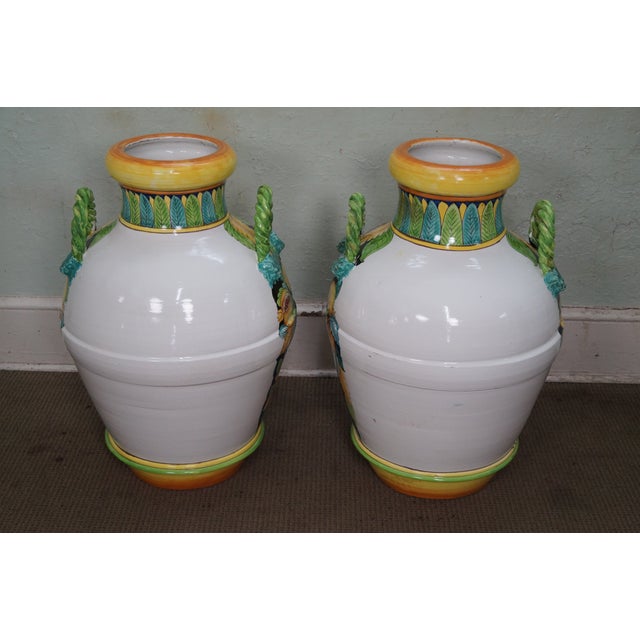Italian Pottery Majolica Urns a Pair Chairish
