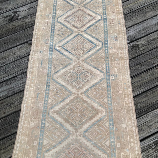 A Vintage Runner with Soft Geometry and Timeless Design This vintage runner is hand-knotted approximately 80 years ago...
