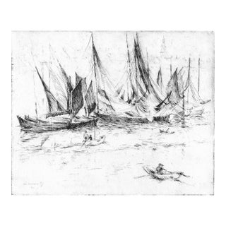 1920s William Meyerowitz Sails Gloucester Harbor Etching For Sale