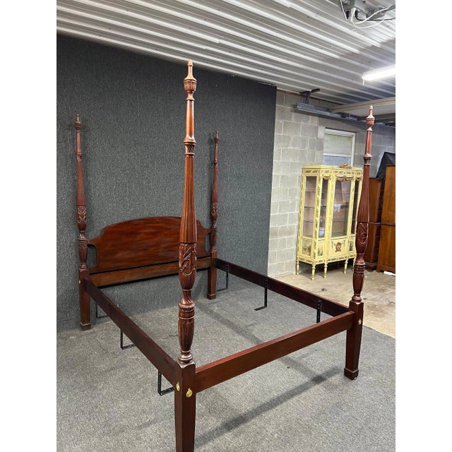 Model 150 Henkel Harris carved poster bed in Mahogany top of headboard center to floor 47"
