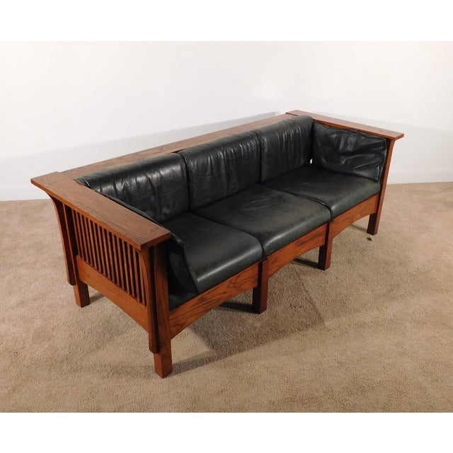 Vintage KIMBALL Furniture Antique Style Mission Prairie Arts & Crafts Oak Sofa This Vintage KIMBALL Furniture Antique...