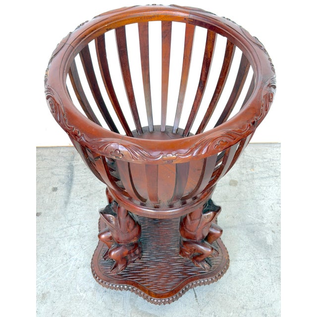 Pair of Carved Hardwood “Frog Prince” Figural Planters, Atrib. Maitland Smith For Sale - Image 16 of 17