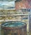 Wooden Framed Oil On Canvas Of A Rustic Barn Scene. Image includes a water filled barrel in the foreground and a tree...