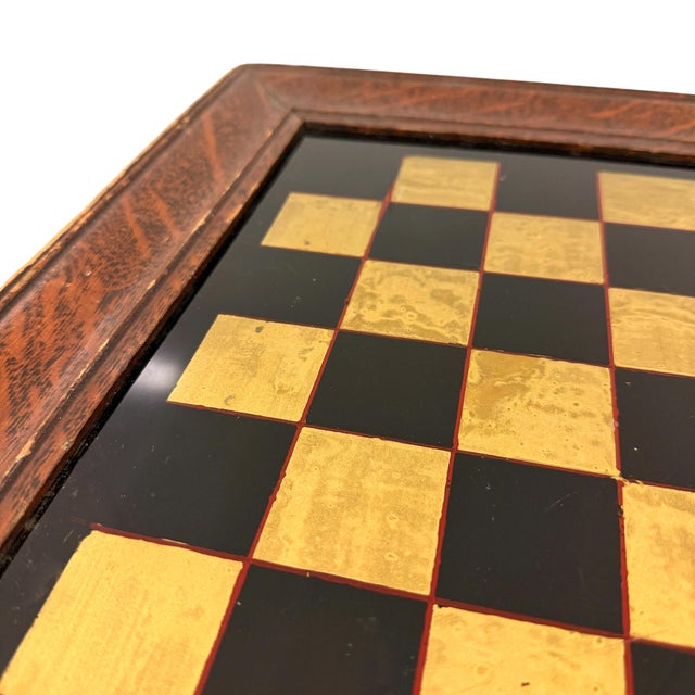 Wood 19th Century Reverse Glass Painted and Gilt Chess Board For Sale - Image 7 of 8