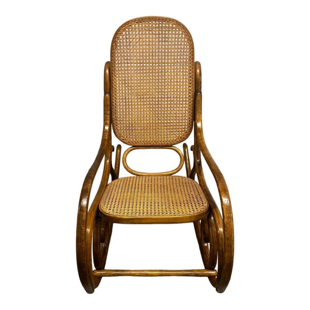 Wood Early 20th Century Bentwood and Caned Rocking Chair For Sale - Image 7 of 11