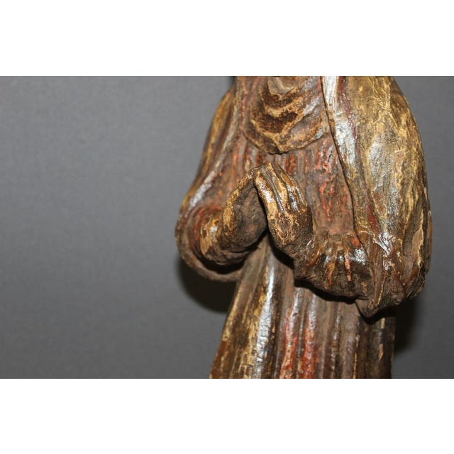 Carved Wood Saint Praying, Burgundy, Late 18th Century For Sale - Image 13 of 15