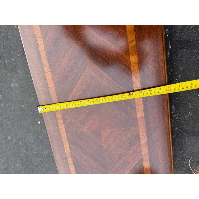 Late 20th Century Chinoiserie Chippendale Style Inlaid Fretwork Console Table by Lane For Sale - Image 11 of 15