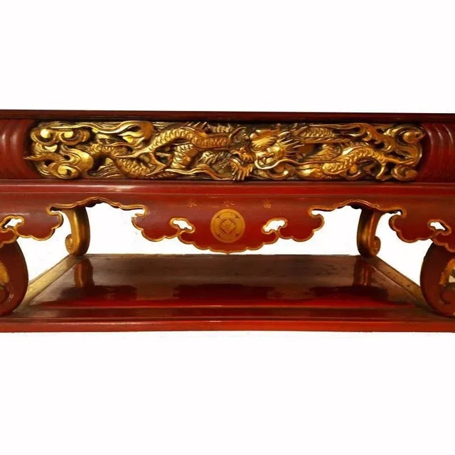 Brick Red Japanese Lacquered Altar Table, 1938 For Sale - Image 8 of 12