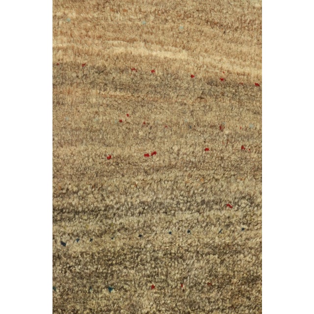 1950s Vintage Gabbeh Tribal Rug in Beige-Brown Open Field With Red Border For Sale In New York - Image 6 of 8