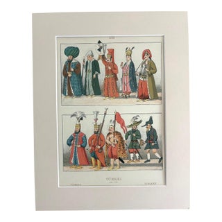 Antique 1925 Max Tilke 17th c. Turkish Costume Print in 11x14 Mat Ready to Frame For Sale