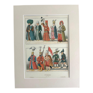 Antique 1925 Max Tilke 17th c. Turkish Costume Print in 11x14 Mat Ready to Frame