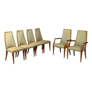 Grosfeld House, Six Dining Chairs, Walnut, Fabric, Usa, 1970s For Sale