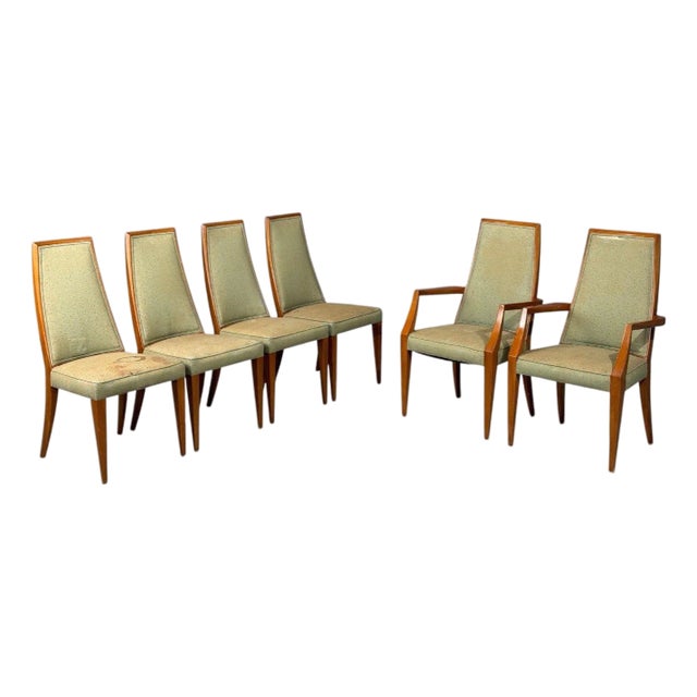 Grosfeld House, Six Dining Chairs, Walnut, Fabric, Usa, 1970s For Sale