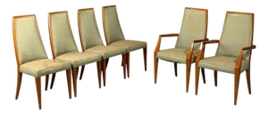 Grosfeld House, Six Dining Chairs, Walnut, Fabric, Usa, 1970s