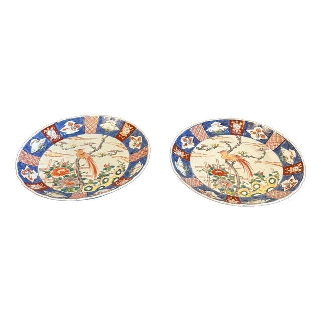 Antique Japanese Meiji Imari Porcelain Plates, 1900, Set of 2 For Sale