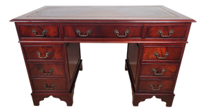 Vintage Writing Desk in Mahogany with Leather Top, 1960