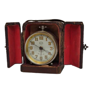 1920s French Charming Alarm Clock l.p in His Case