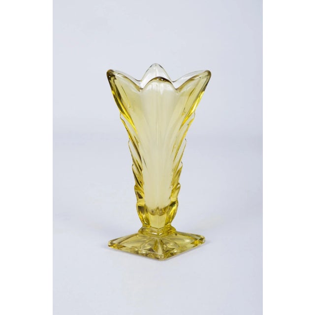 Glass Art Deco Pink, Yellow and Orange Glass Vases, Bohemia, Set of 3 For Sale - Image 7 of 15