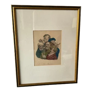 Smokers Print by L. Boilly Dated, 1824