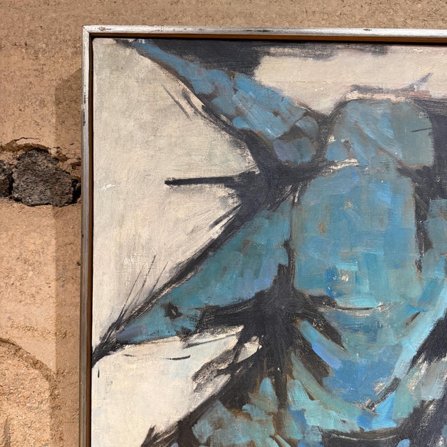 1960s Oil in Canvas Signed Gorge W Gunther Abstract Expressionism Mid-Century Mod Painting For Sale - Image 5 of 16