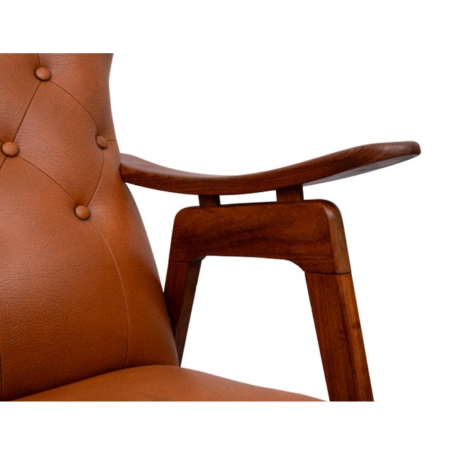 Brown Teak and Faux Leather Lounge Chairs, Holland, 1960s, Set of 2 For Sale - Image 8 of 11