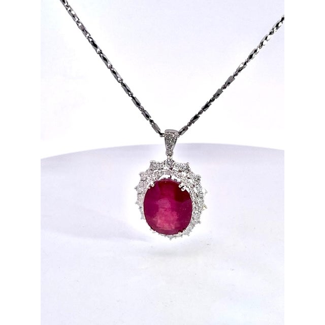 Huge Ruby Faceted 17.59 Carats W/ 2.21 Diamond Surround For Sale - Image 10 of 12