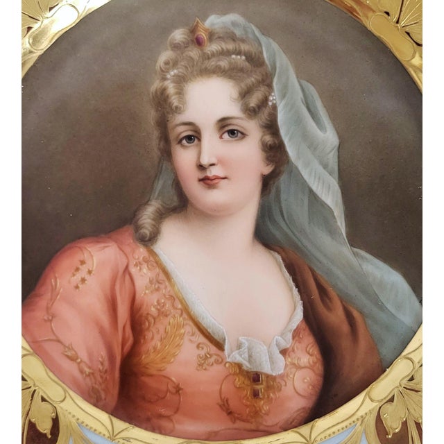 19th C Austrian Royal Vienna Porcelain Portrait Plate of Duchesse De Bourgogne by Wagner For Sale In New York - Image 6 of 13