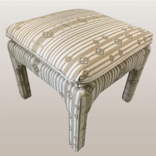 Boho Chic Pair of Upholstered Ottomans For Sale - Image 3 of 4
