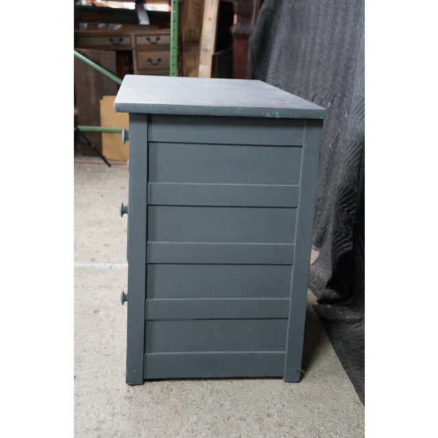Antique Late Victorian Panelled Oak Gray Blue Painted Chest of Drawers Boho Chic For Sale - Image 6 of 12