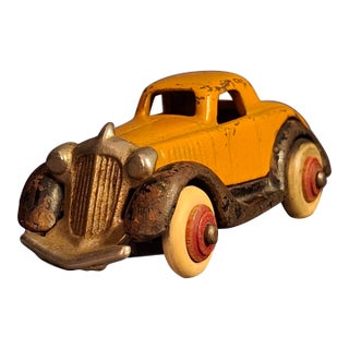 Antique Hubley Terraplane Cast Iron Coupe Toy - 3.75" Orange Streamlined Series For Sale