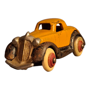 Antique Hubley Terraplane Cast Iron Coupe Toy - 3.75" Orange Streamlined Series