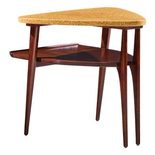 Paul Frankl for Johnson Furniture Mid Century Cork and Mahogany Side End Table For Sale