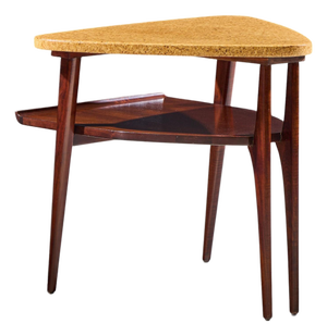 Paul Frankl for Johnson Furniture Mid Century Cork and Mahogany Side End Table