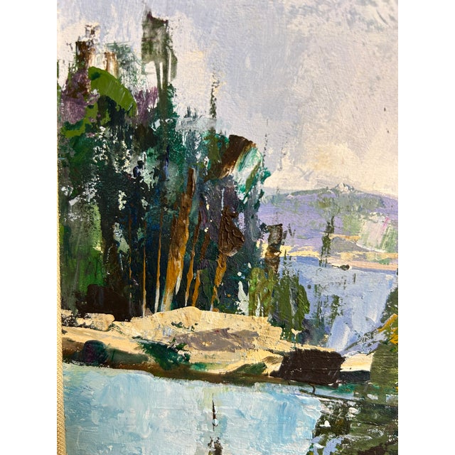 Impressionist Coastal Harbor Oil Painting With Sailboats, Framed 24" Signed Eileen Kelly For Sale - Image 4 of 15